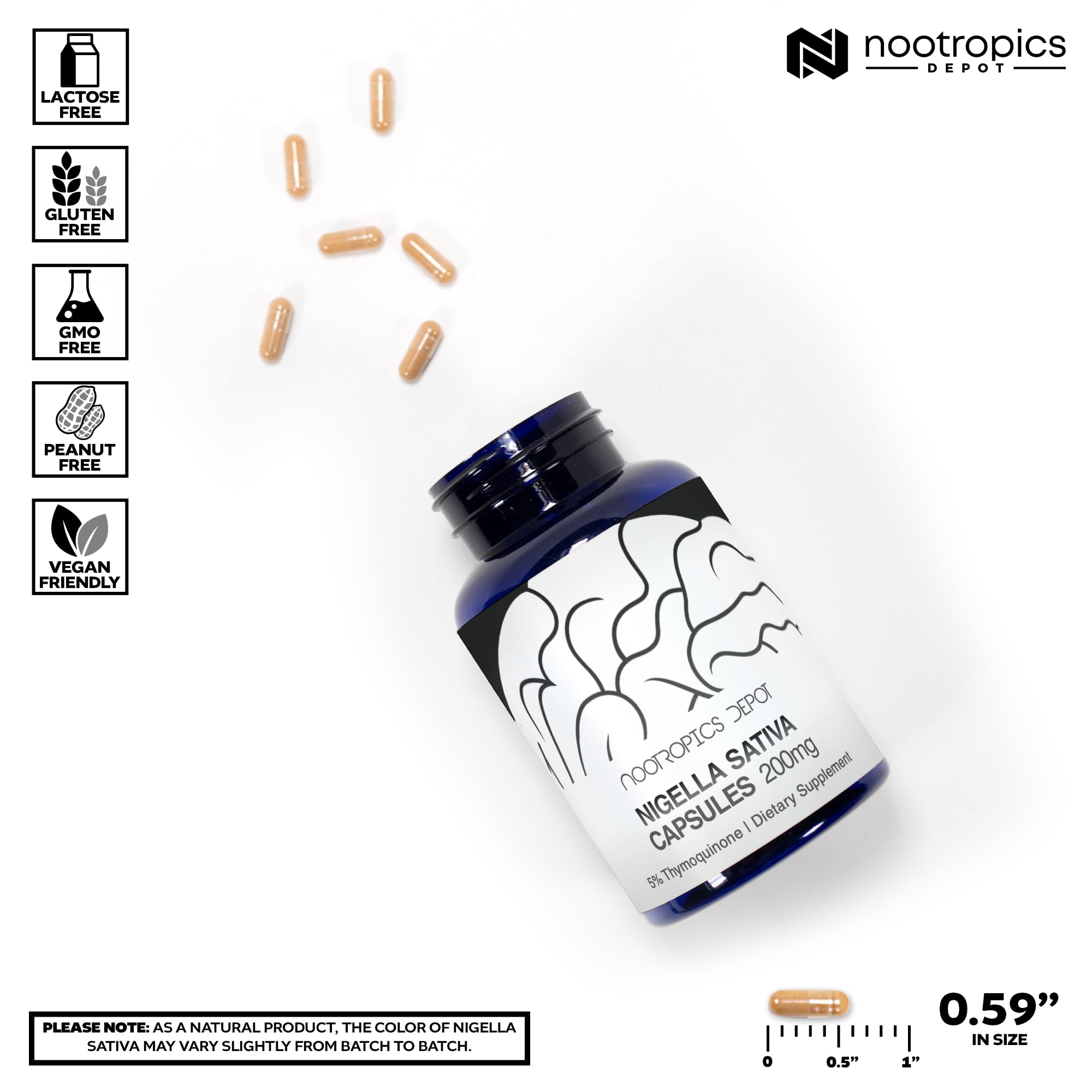 Nootropics Depot Black Seed Oil Capsules 60 Count bottle with label