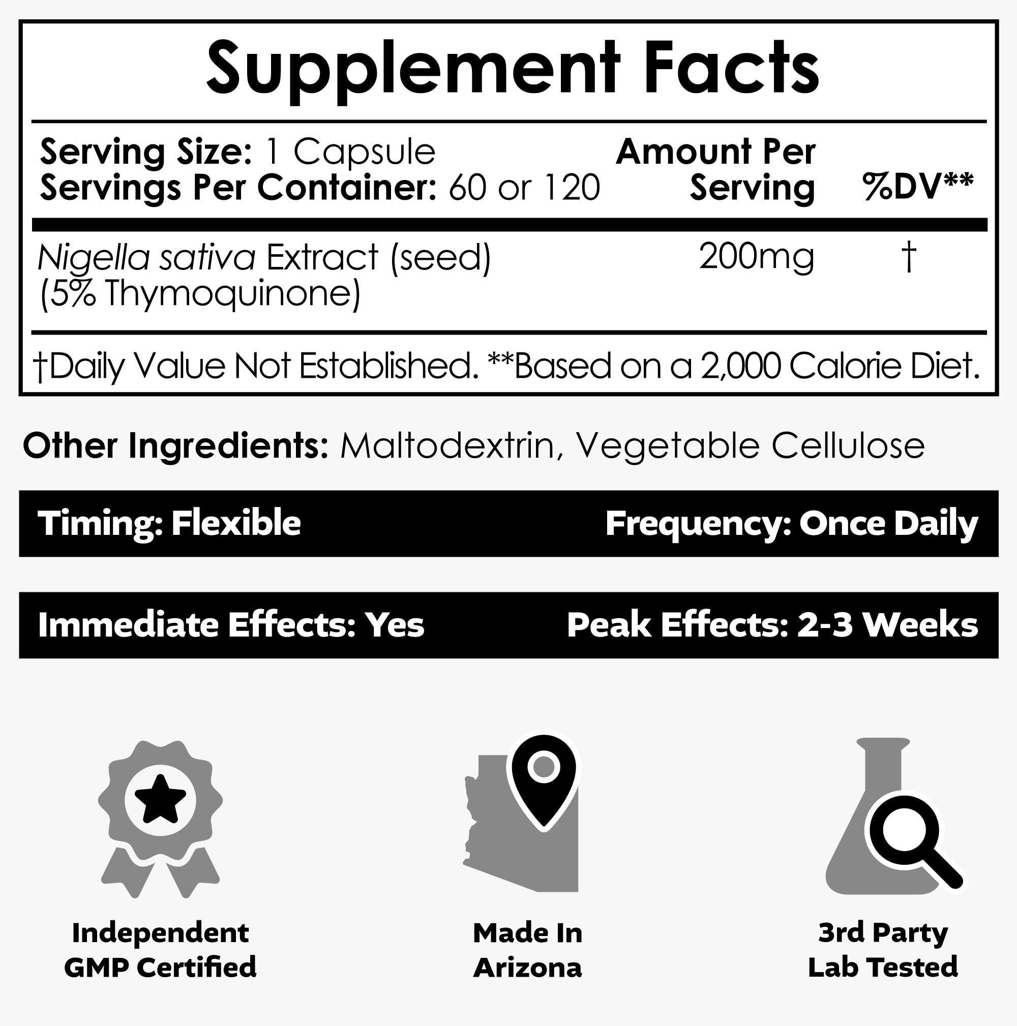 Nootropics Depot Black Seed Oil Capsules 60 Count side view
