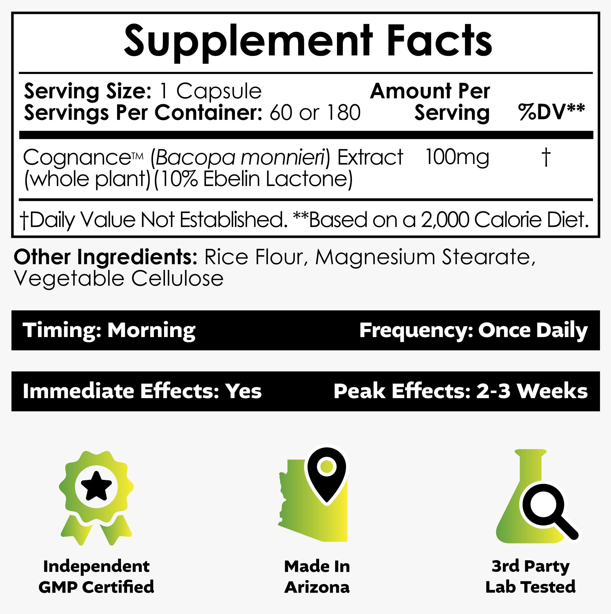 Nootropics Depot Cognance Bacopa Monnieri Extract side view
