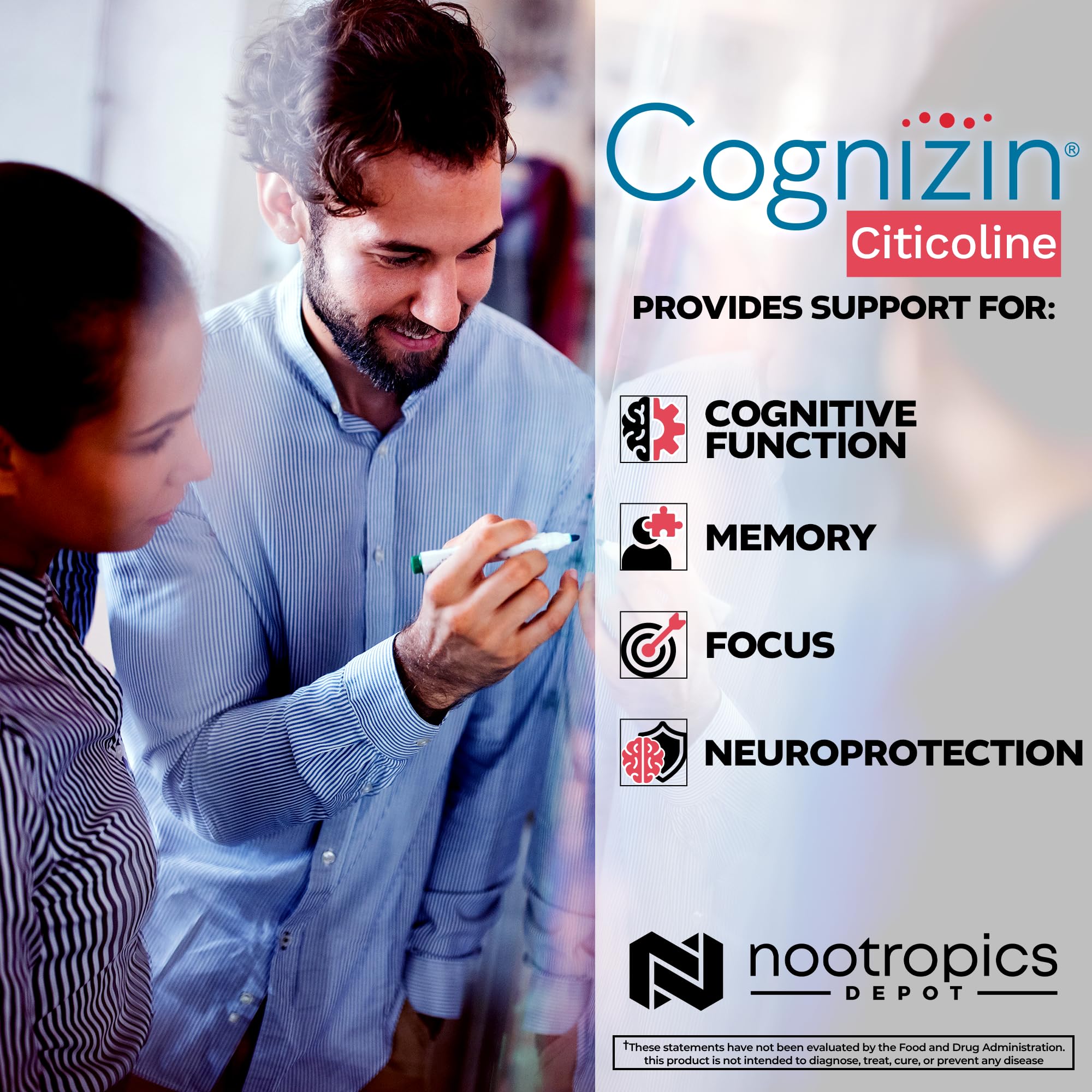 Nootropics Depot Cognizin Citicoline 141g capsule close-up