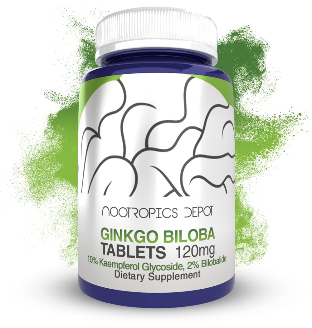 Nootropics Depot Ginkgo Biloba Extract Tablets 120mg bottle front view