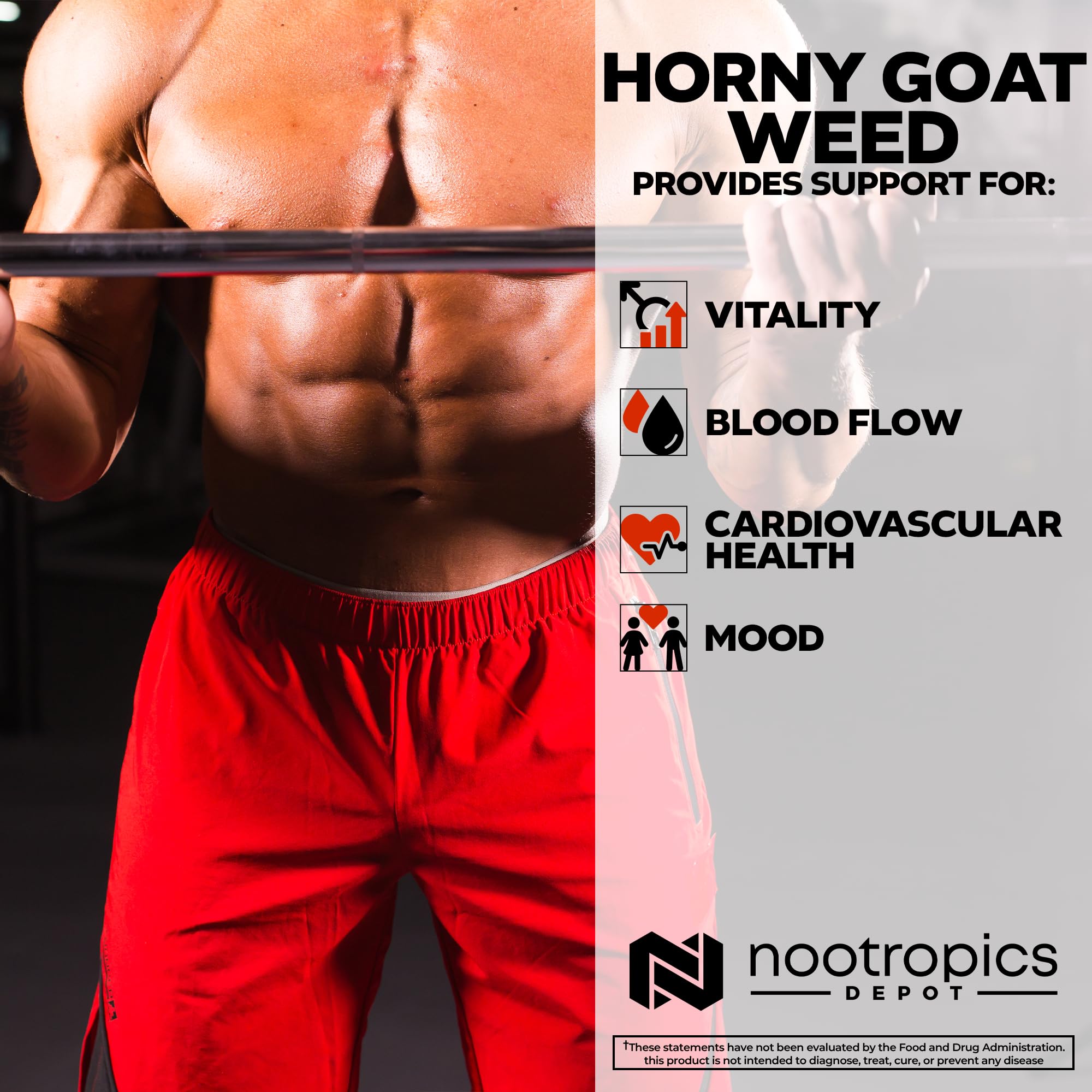Nootropics Depot Horny Goat Weed Extract 50% Icariin capsule close-up