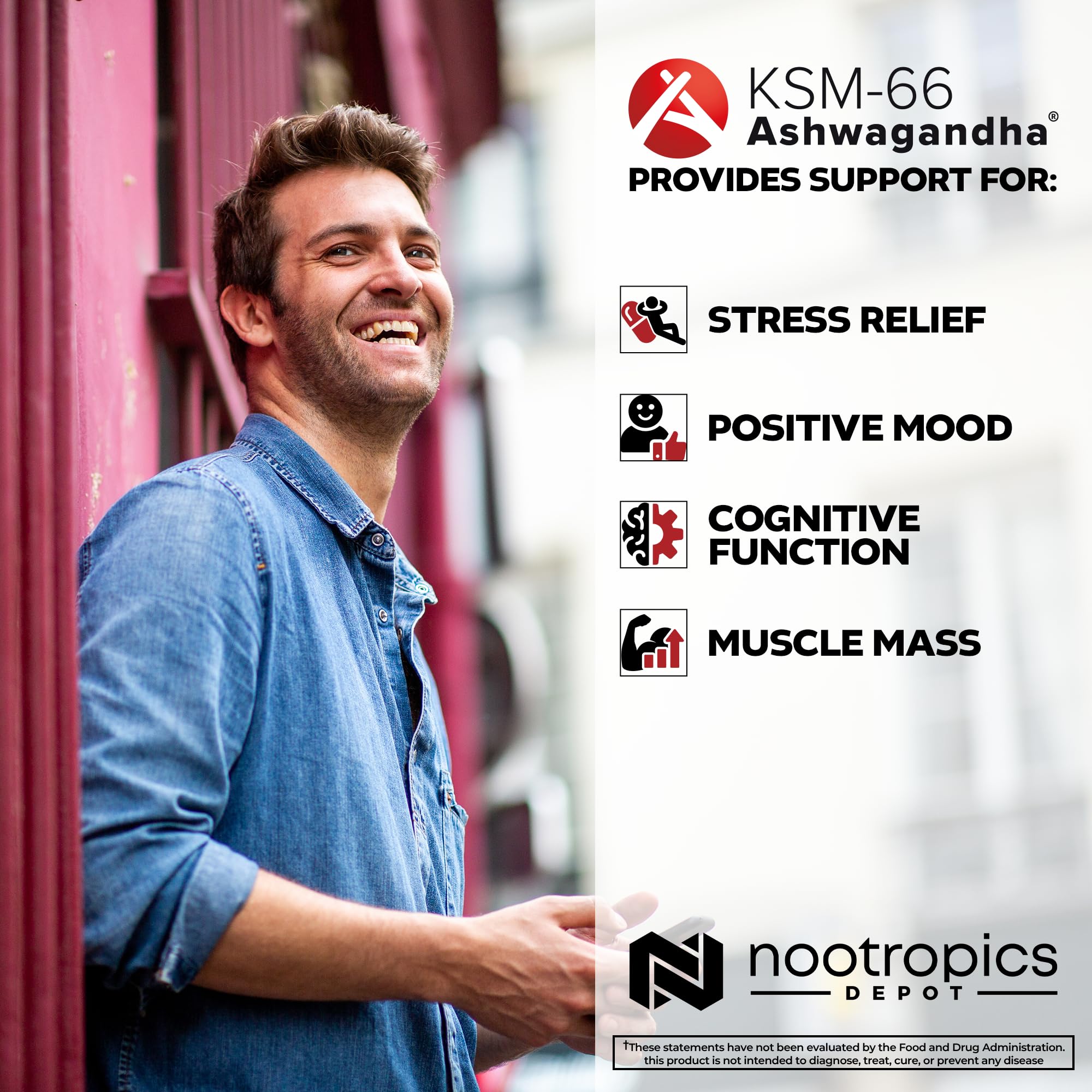 Nootropics Depot KSM-66 Ashwagandha Root Extract 130g side view