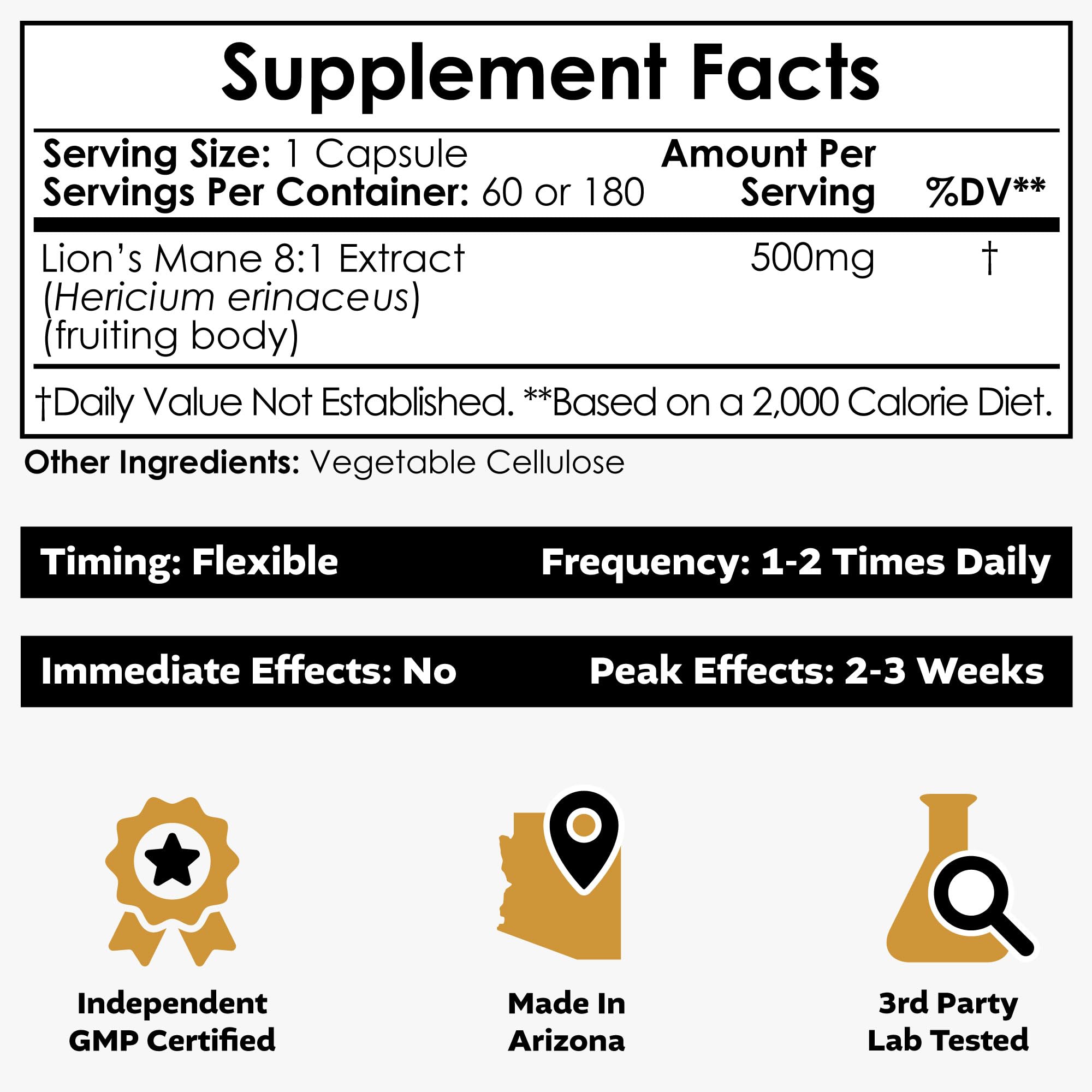 Nootropics Depot Lion's Mane Mushroom Supplement side view