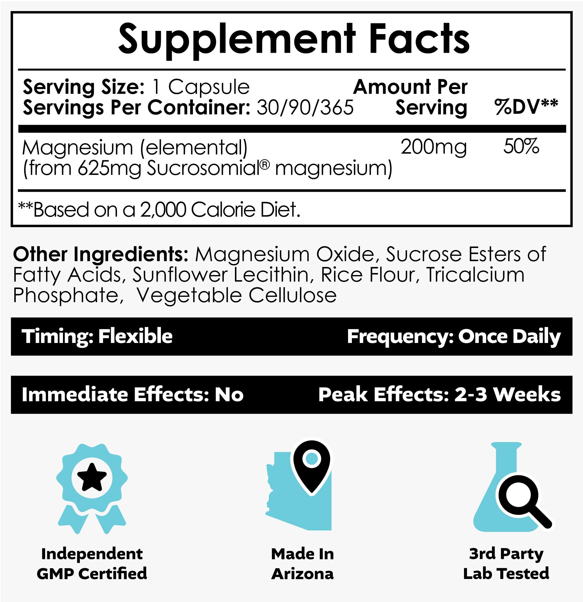 Nootropics Depot Magnesium Supplement 200mg back view