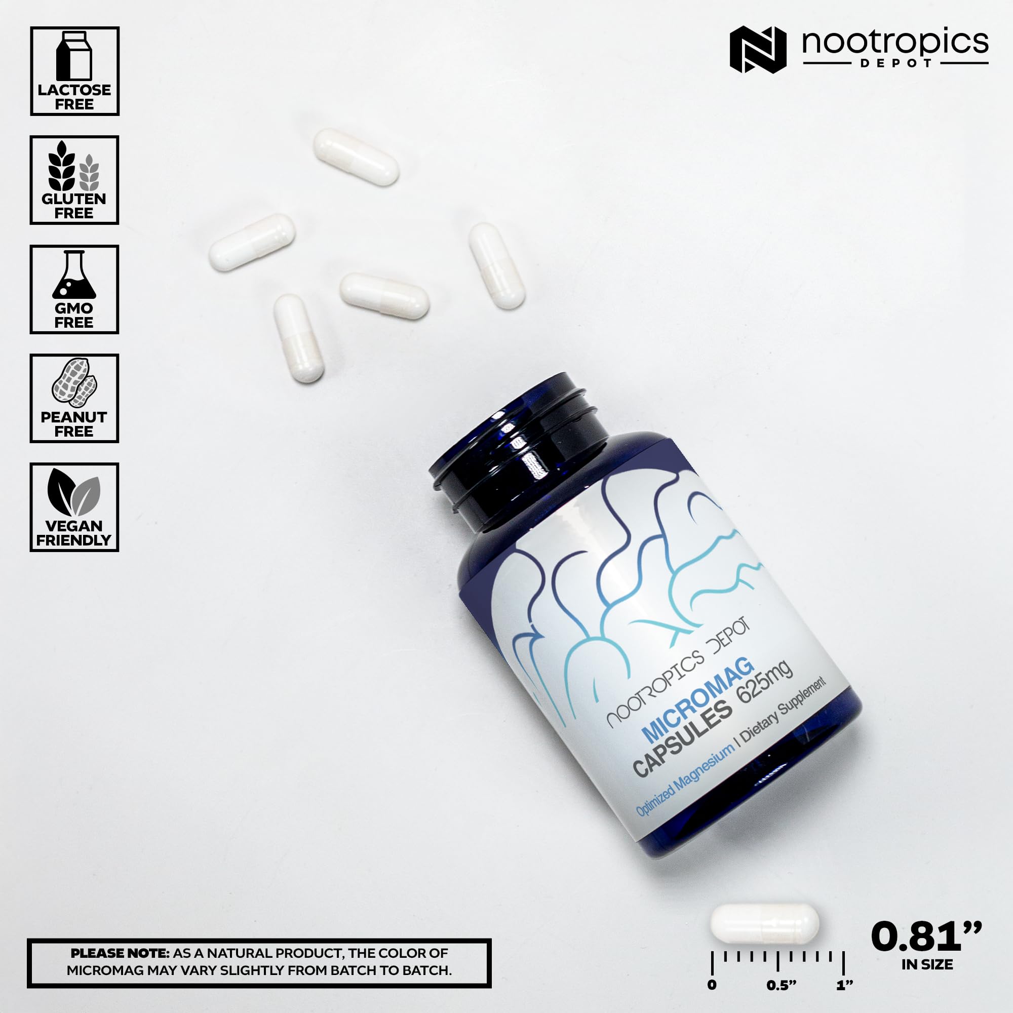 Nootropics Depot Magnesium Supplement 200mg side view