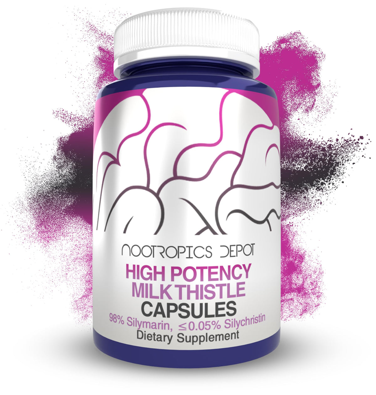Nootropics Depot Milk Thistle Extract Capsules 60 Count front view