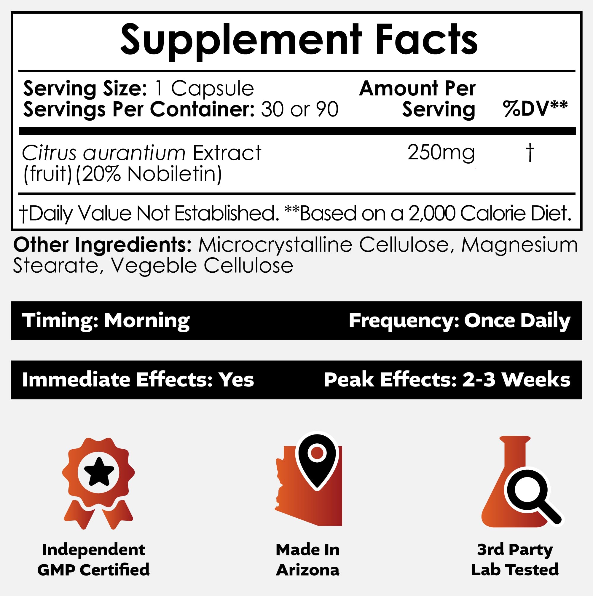Nootropics Depot Nobiletin Capsules 30 Count bottle side view