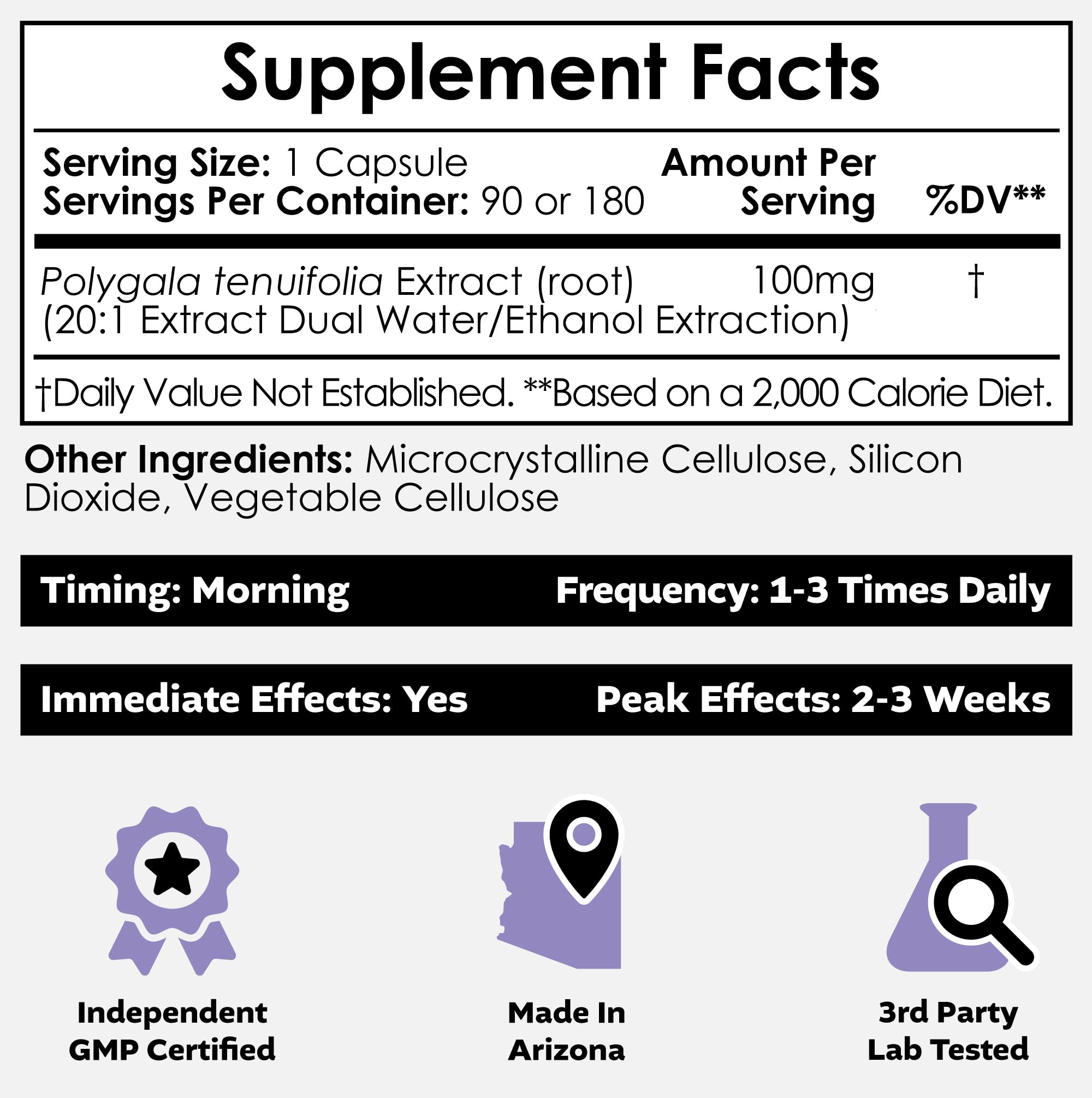 Nootropics Depot Polygala Tenuifolia Capsules 90 count bottle