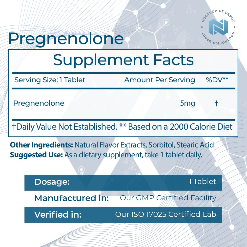 Nootropics Depot Pregnenolone Supplement 41g side view