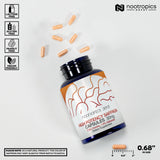Nootropics Depot Saffron Extract 7.5% Crocins capsules on a wooden surface