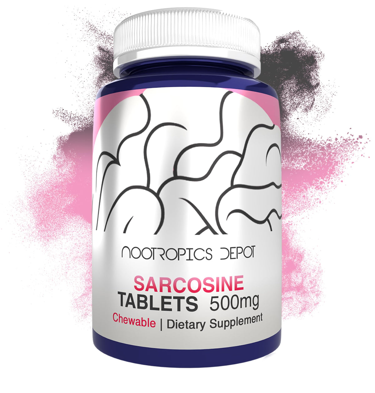 Nootropics Depot Sarcosine Tablets 500mg front view of jar