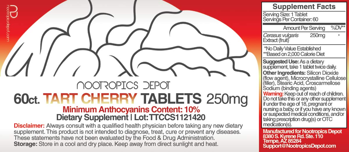 Nootropics Depot Tart Cherry Extract Tablets 250mg side view