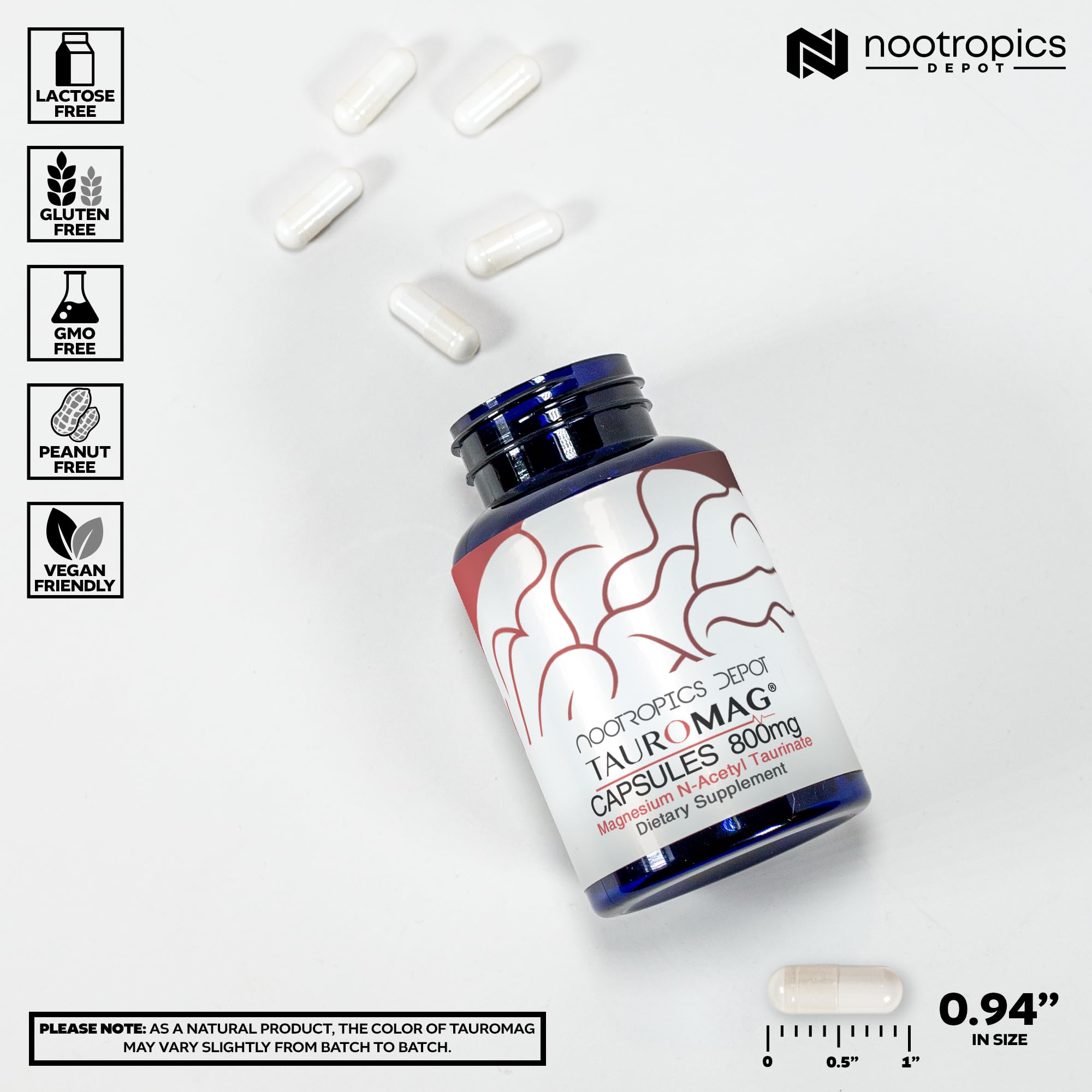 Nootropics Depot Tauromag Magnesium N-Acetyl Taurinate 50g back view