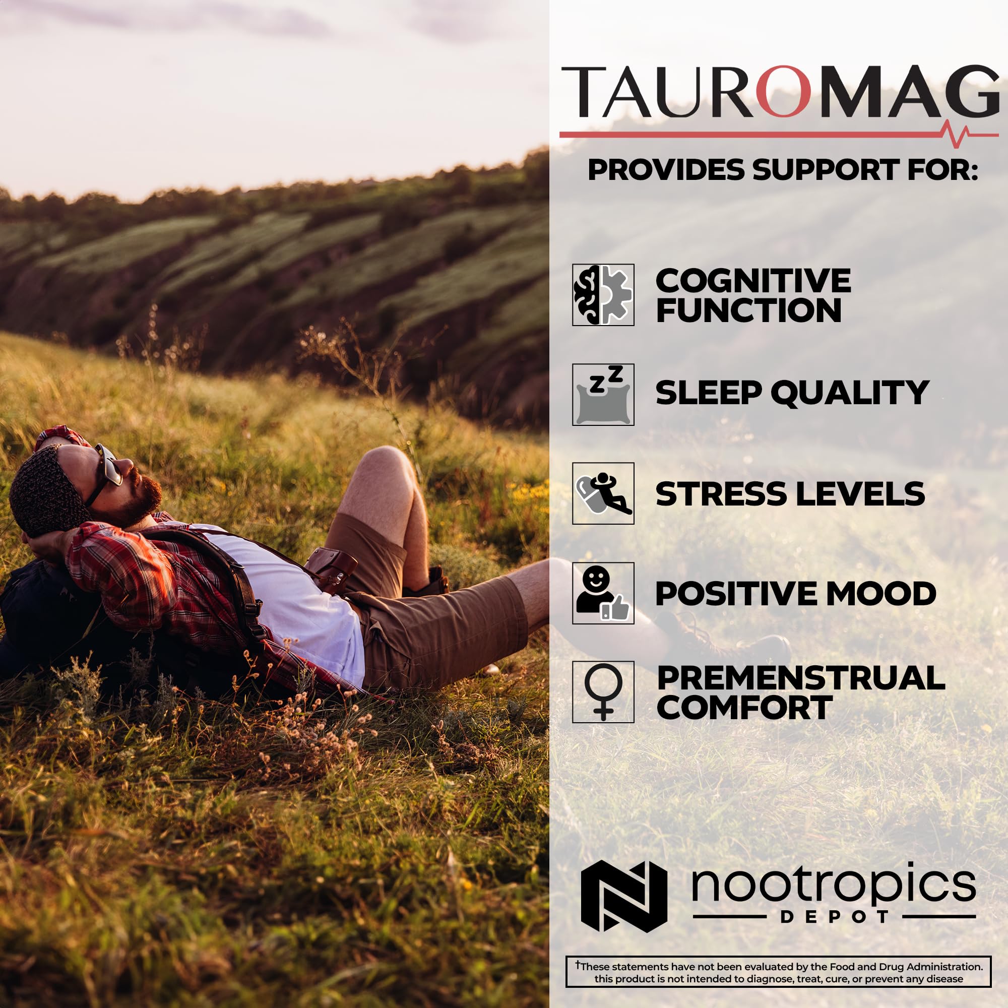 Nootropics Depot Tauromag Magnesium N-Acetyl Taurinate 50g packaging