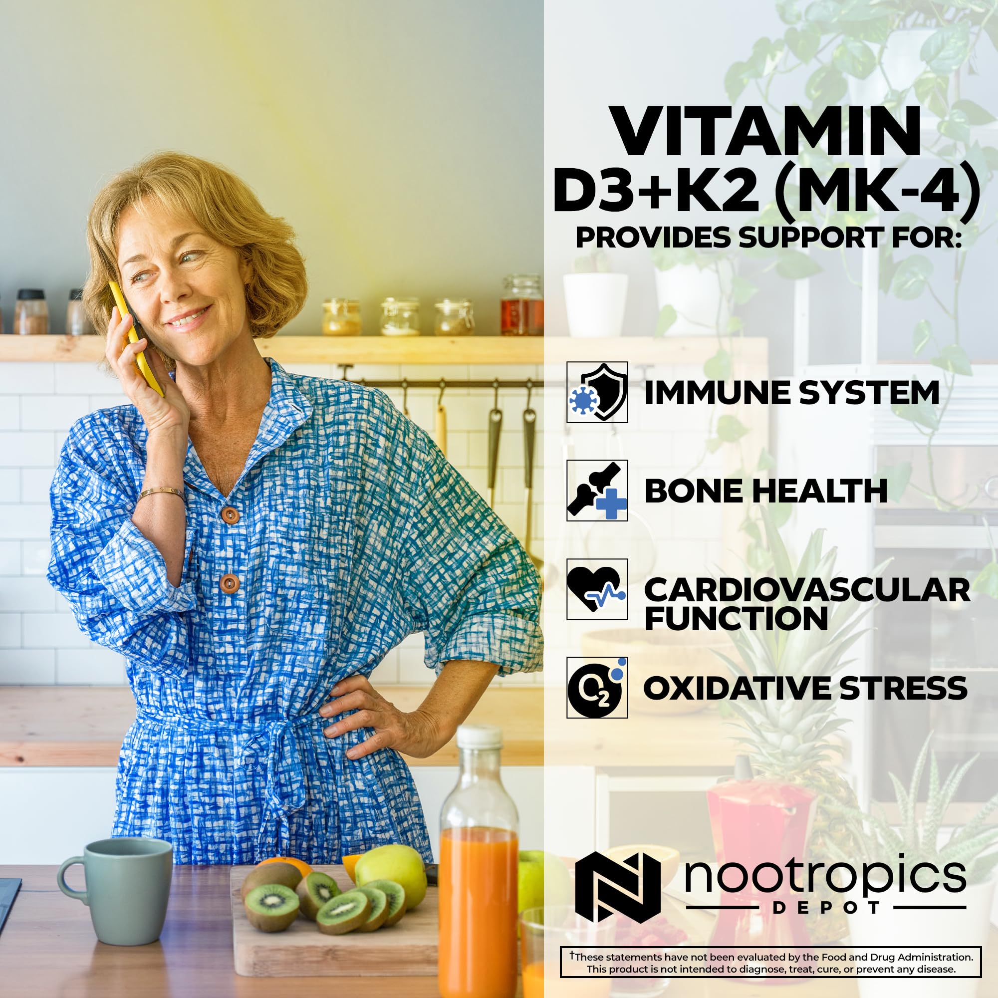 Nootropics Depot Vitamin D3 + K2 with Vitamin C ingredients list