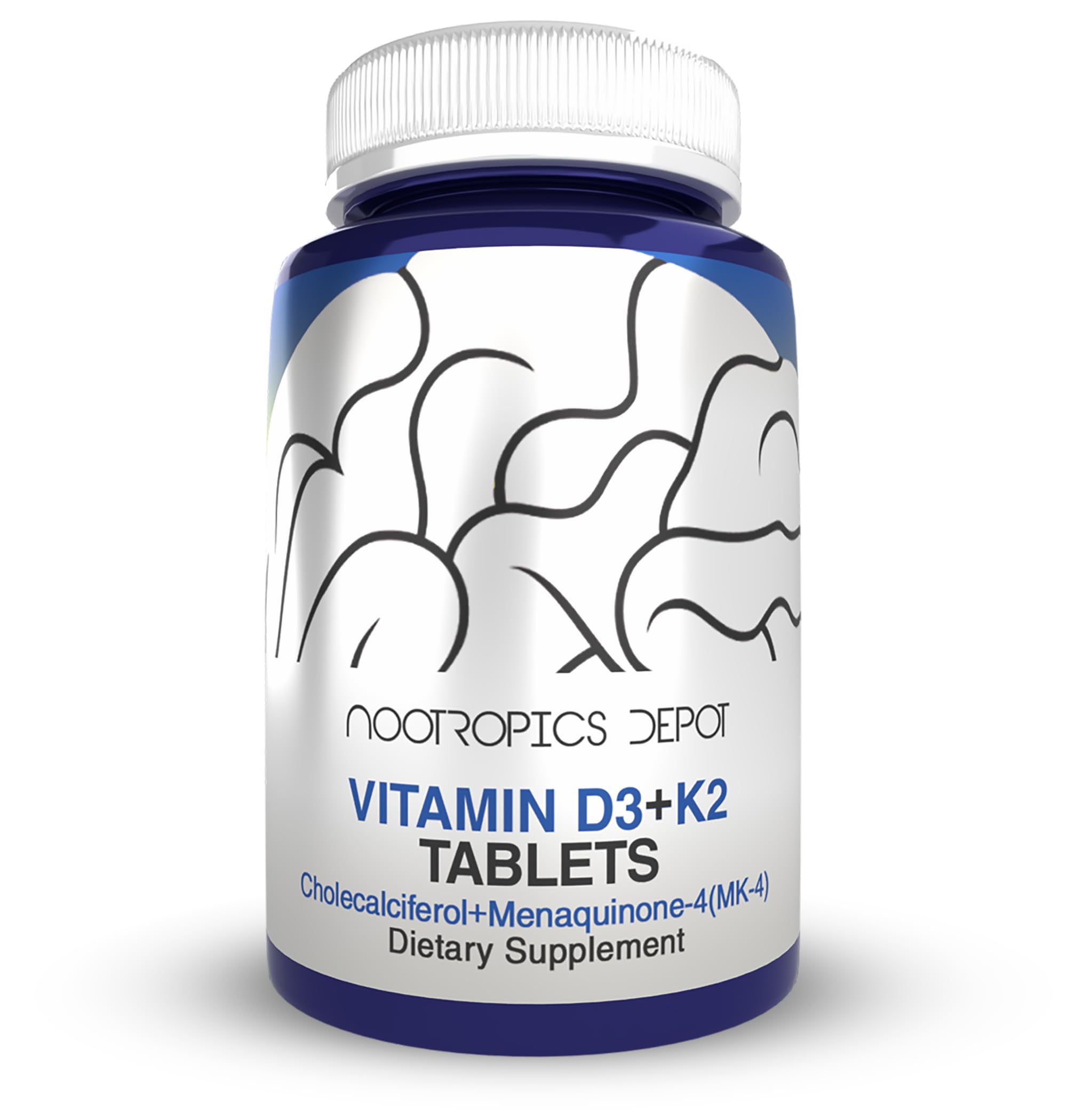 Nootropics Depot Vitamin D3 + K2 with Vitamin C tablet front view