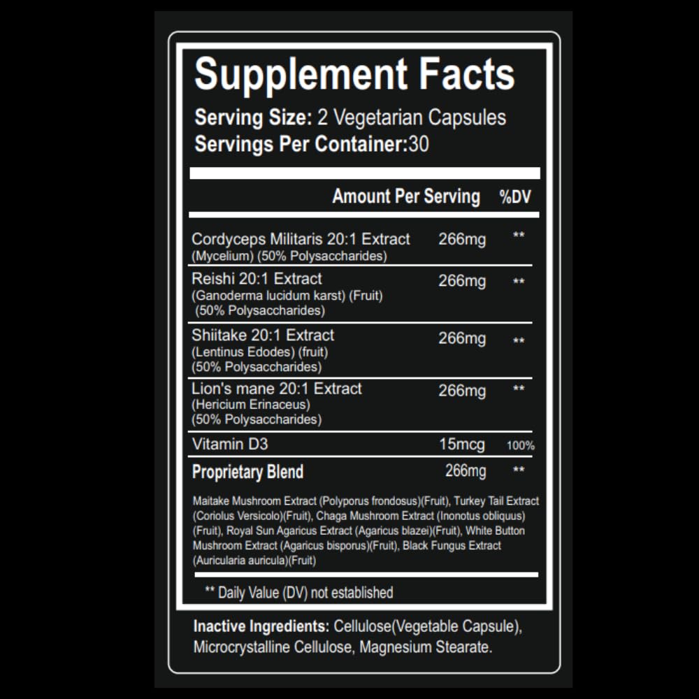 Nootrum Mushroom Supplement 82g capsules on a wooden surface