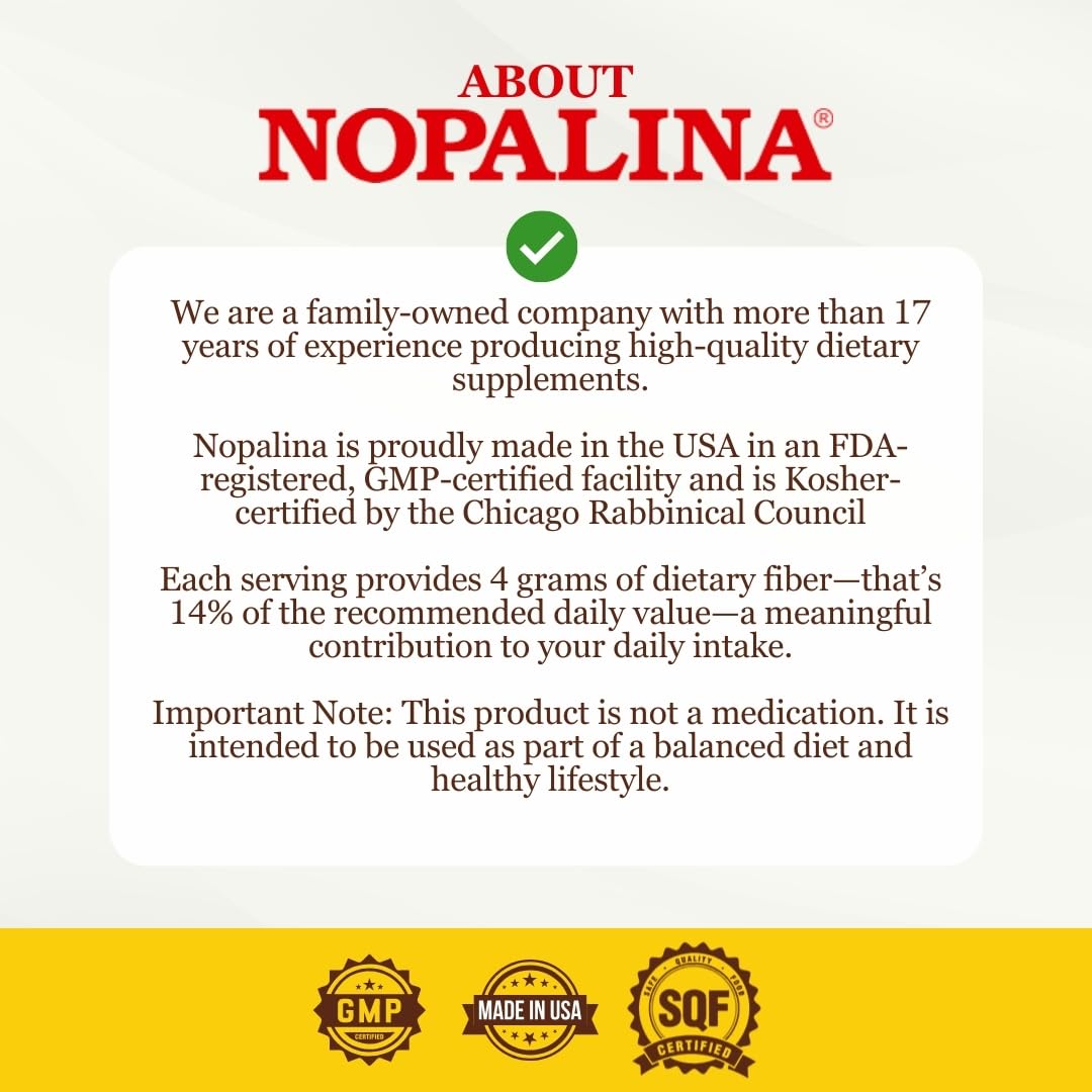 Nopalina Dietary Fibres Supplement Capsules with a measuring spoon