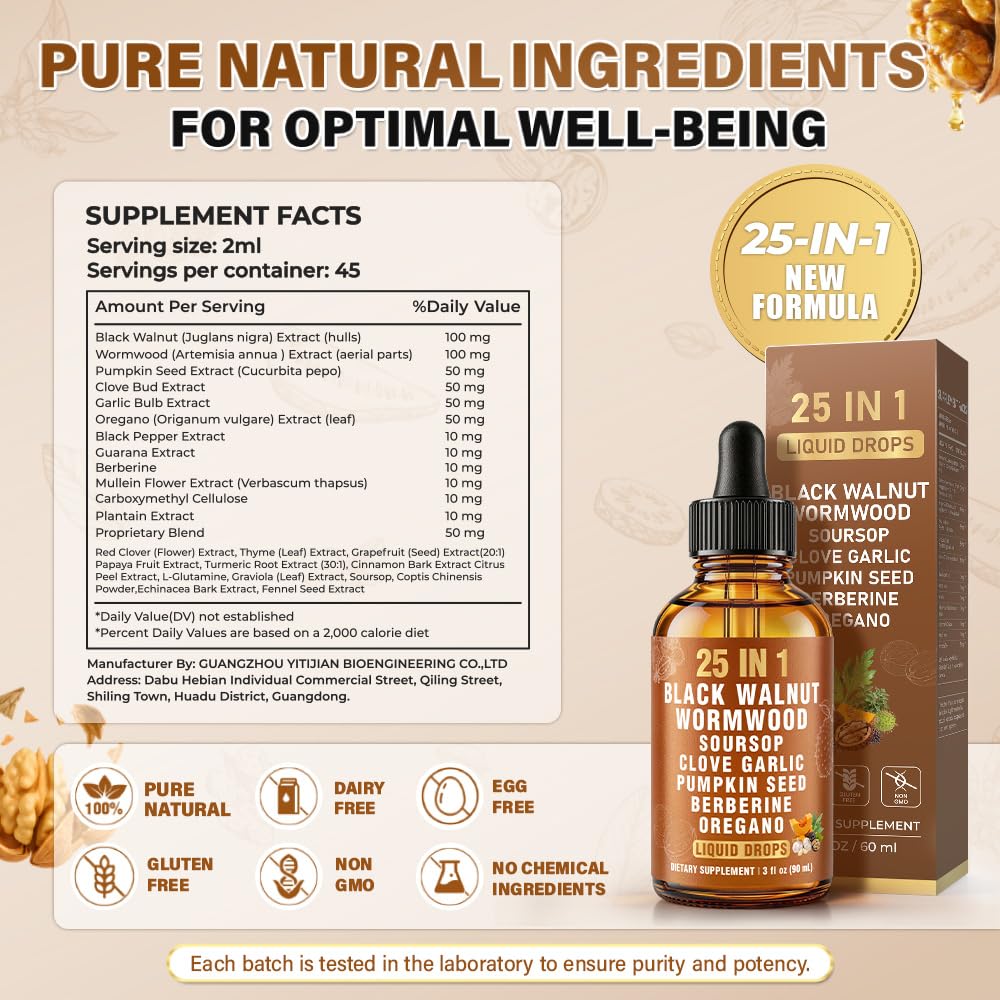 NOQONME Herbal Supplement 25-in-1 Liquid Drops side view