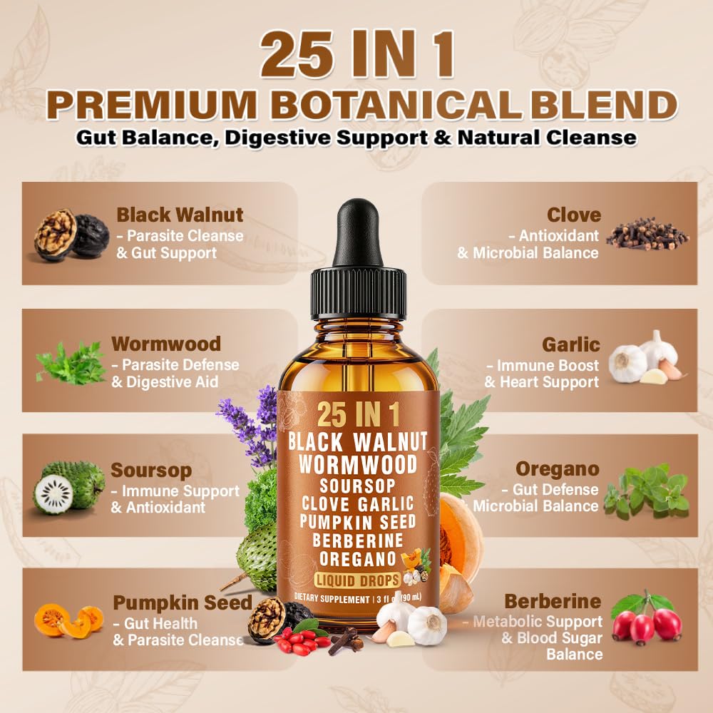 NOQONME Herbal Supplement 25-in-1 Liquid Drops with water