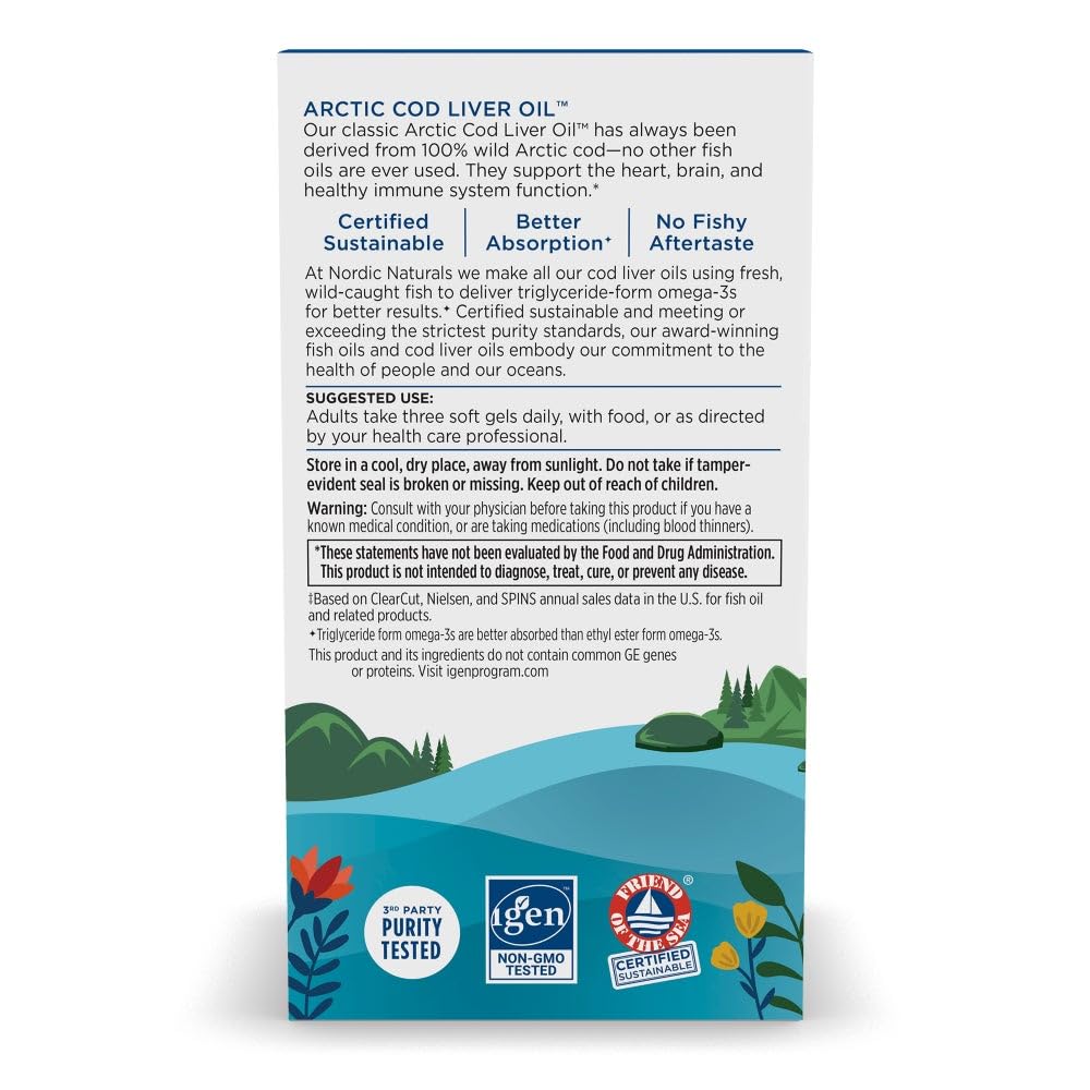 Nordic Naturals Arctic Cod Liver Oil capsules in a spoon