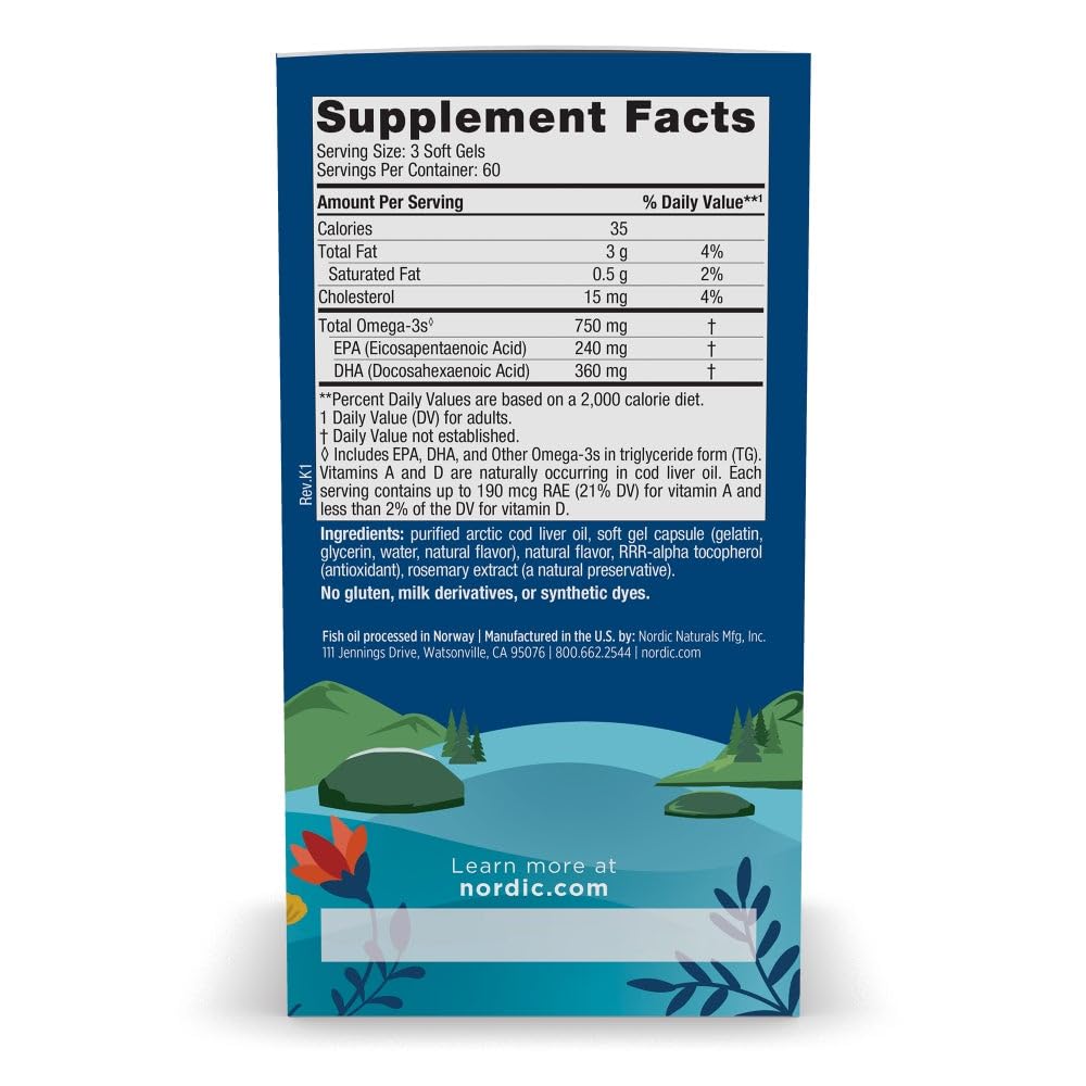 Nordic Naturals Arctic Cod Liver Oil soft gel capsules