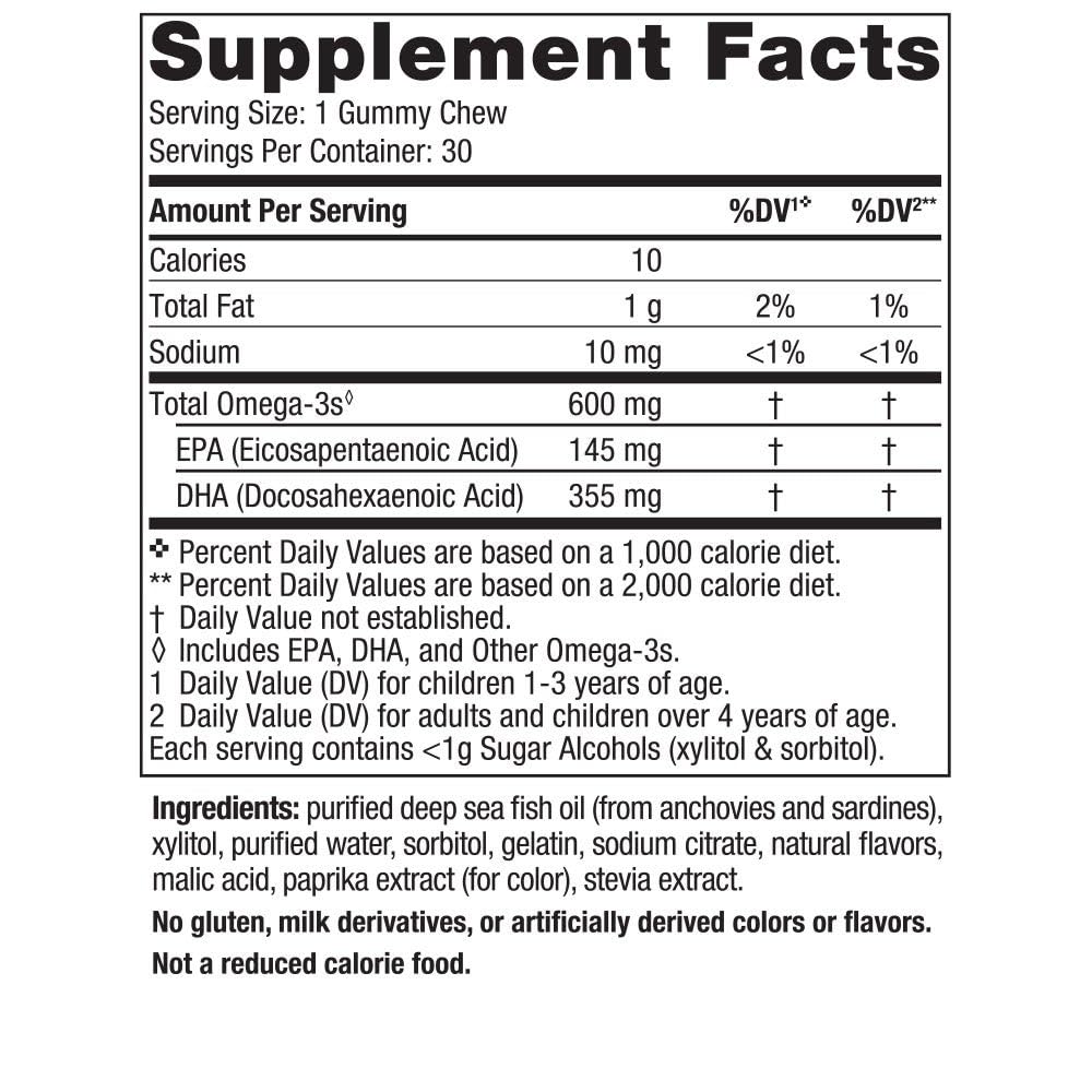 Nordic Naturals Children's DHA Gummies 50g back view showing ingredients