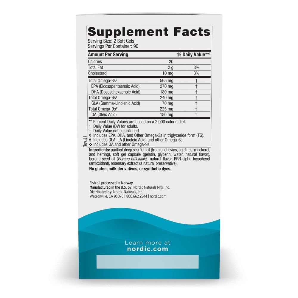 Nordic Naturals Complete Omega 3-6-9 Fish Oil bottle side view