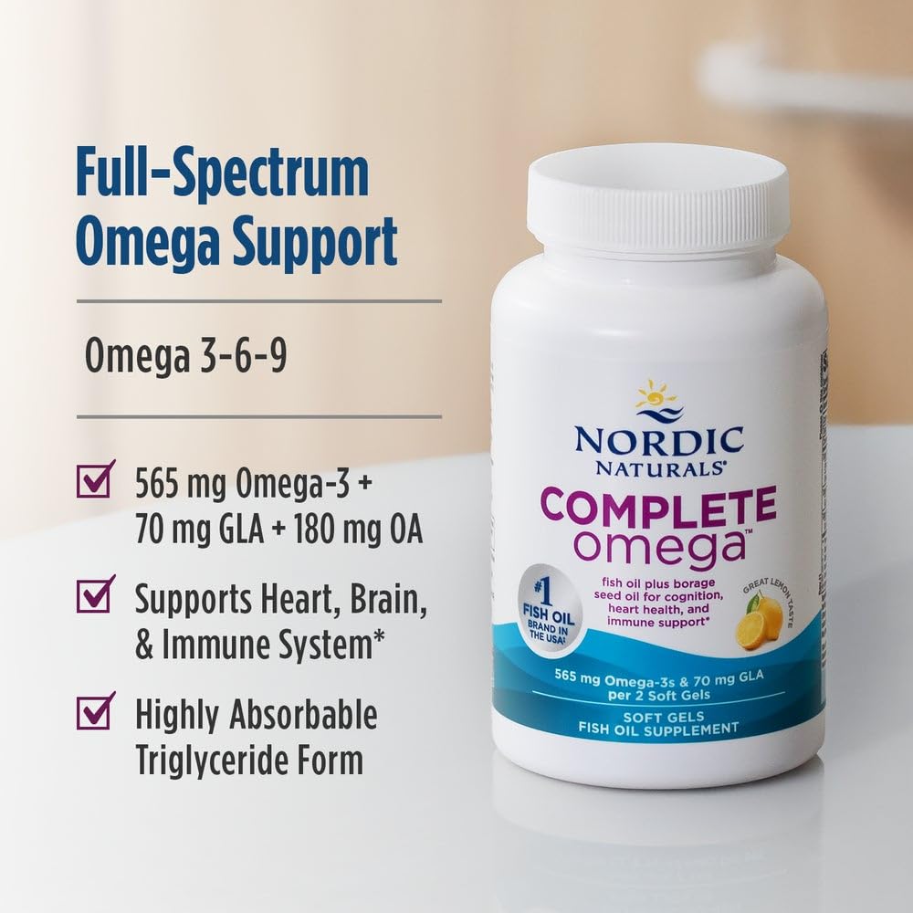 Nordic Naturals Complete Omega 3-6-9 Fish Oil capsules close-up