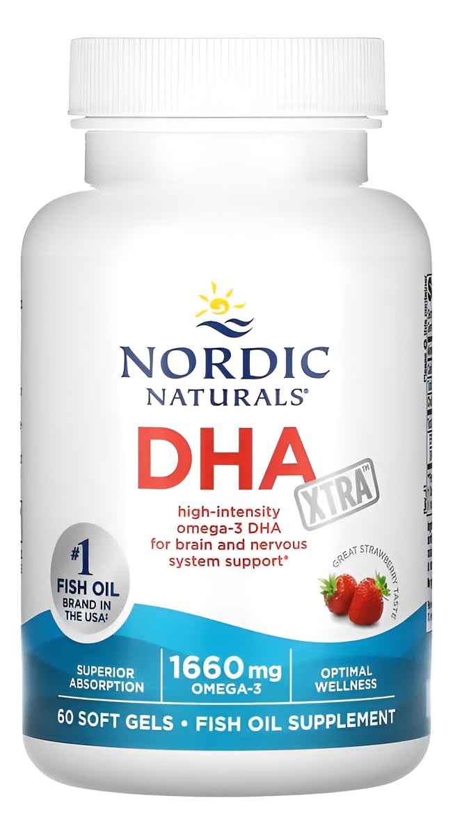Nordic Naturals DHA Xtra Omega-3 DHA 1000mg with a measuring spoon