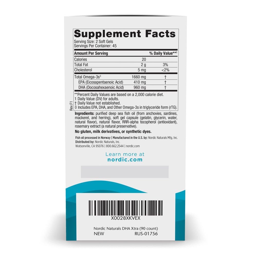 Nordic Naturals DHA Xtra Omega-3 supplement capsules close-up
