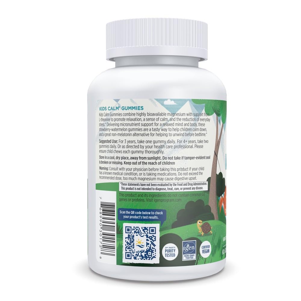 Nordic Naturals Kids Calm Gummies side view showing ingredients