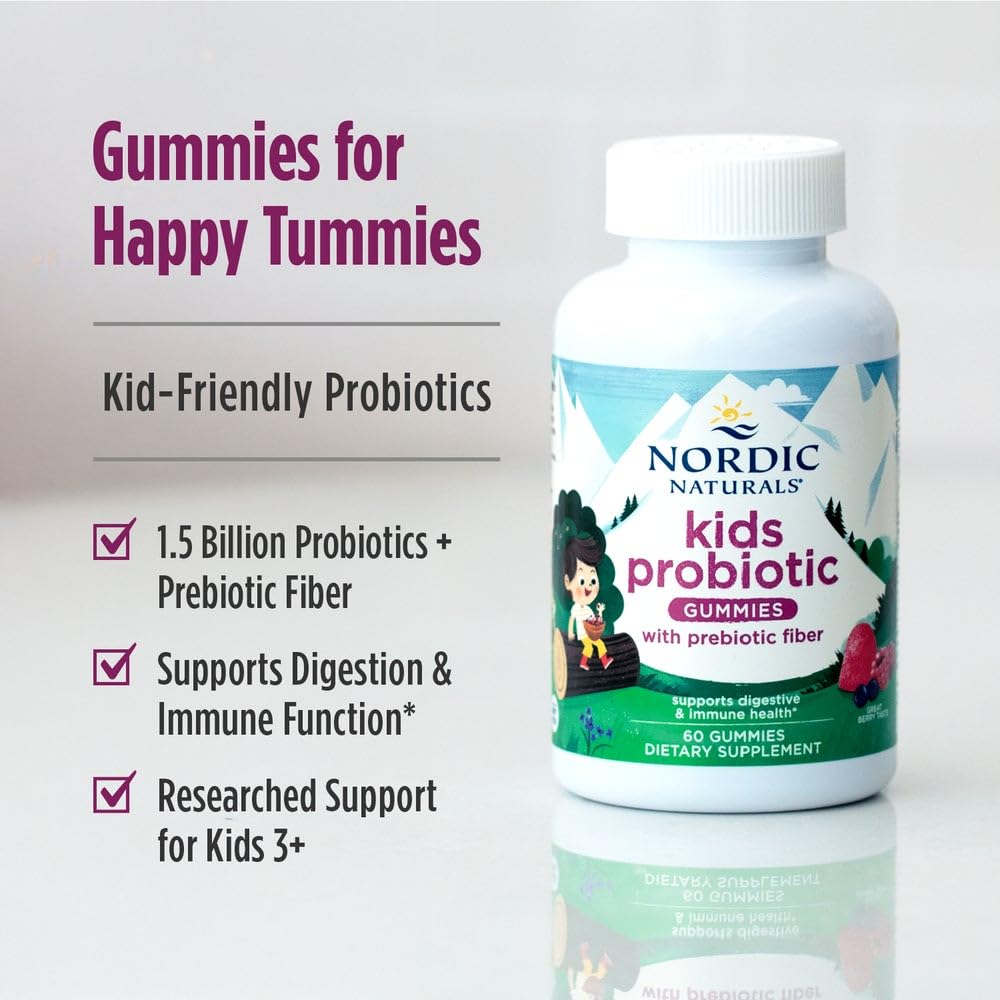 Nordic Naturals Kids Probiotic Gummies back view with ingredient list