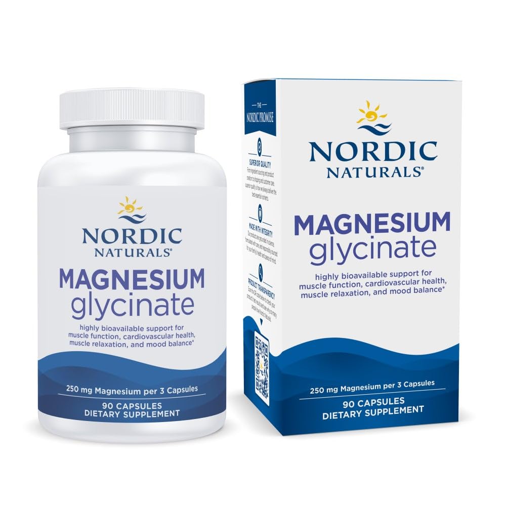 Nordic Naturals Magnesium Glycinate 250mg capsule bottle front view