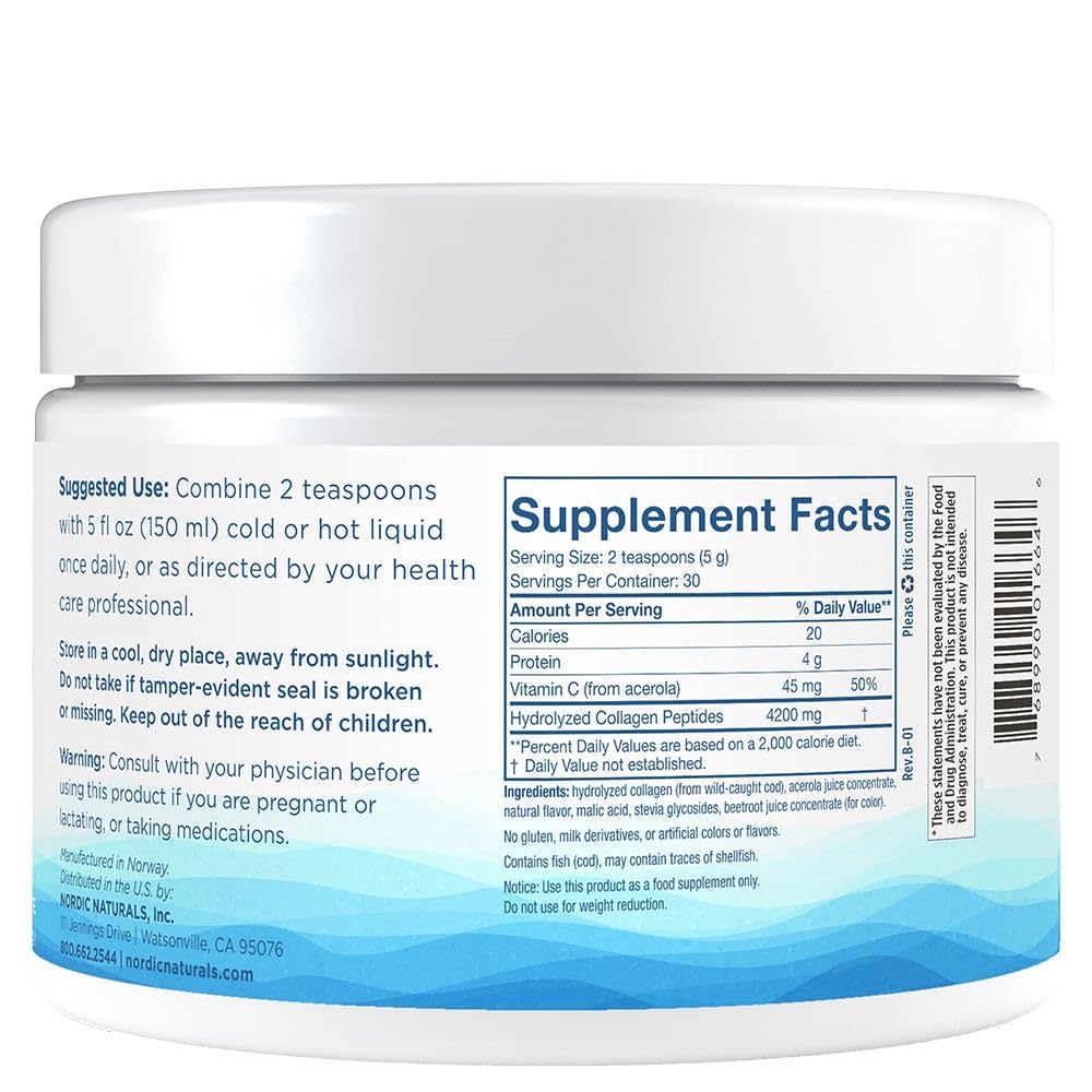 Nordic Naturals Marine Collagen Powder scoop with strawberry flavour