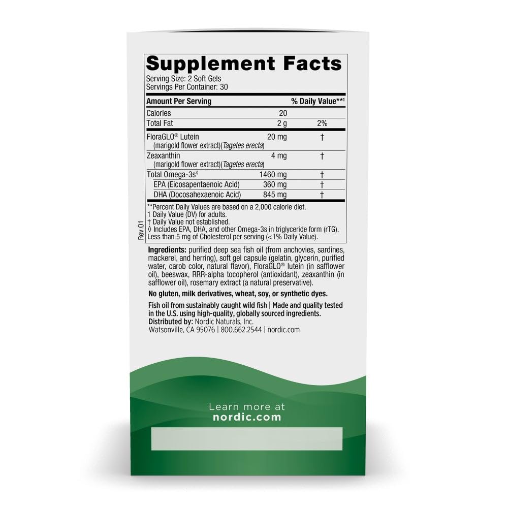 Nordic Naturals Omega-3 Fish Oil Supplement back view