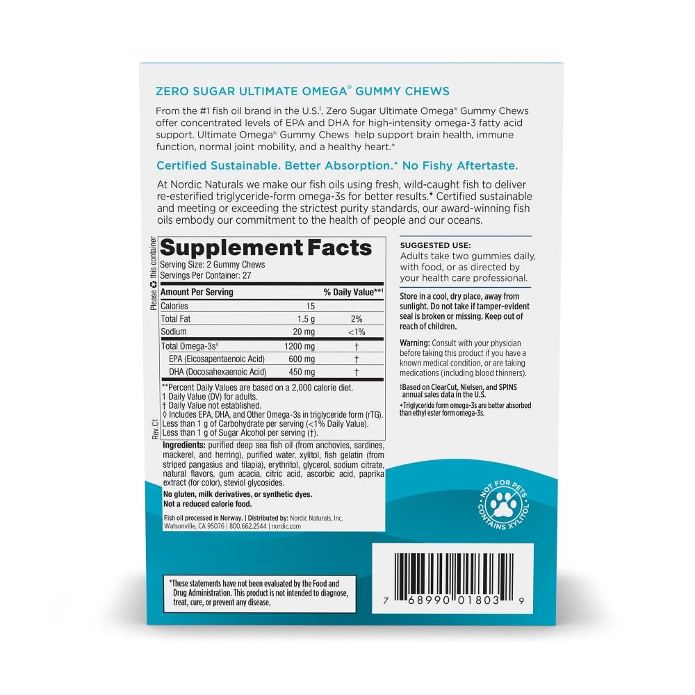 Nordic Naturals Omega-3 Gummy Chews packaging side view