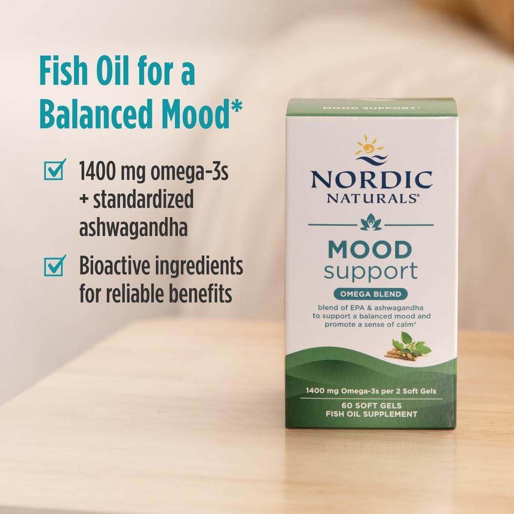 Nordic Naturals Omega-3 Mood Support 1400mg Fish Oil Capsules bottle with label