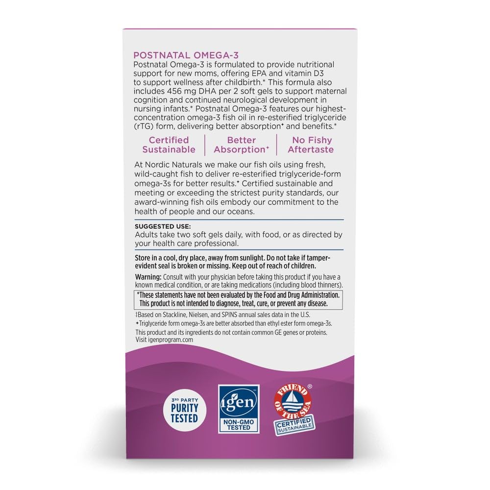 Nordic Naturals Postnatal Omega-3 bottle with a measuring spoon