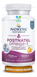Nordic Naturals Postnatal Omega-3 capsules on a table