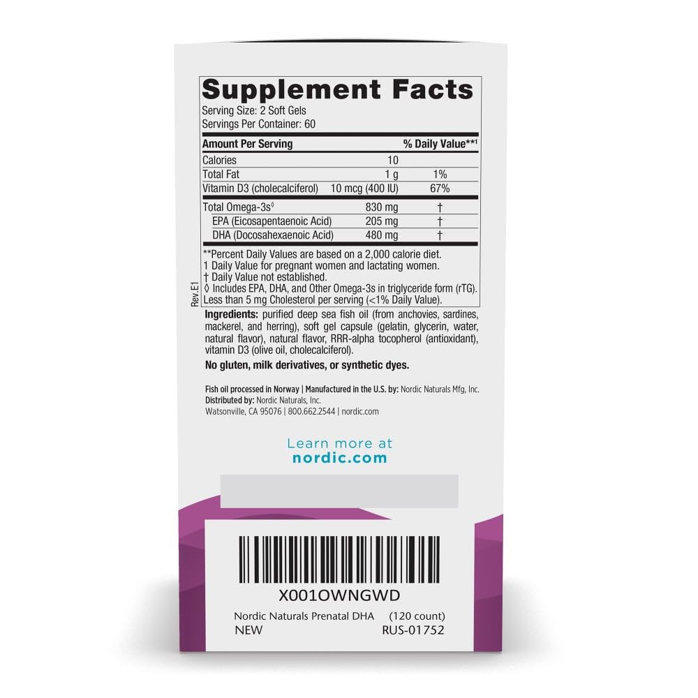 Nordic Naturals Prenatal DHA 118g bottle side view