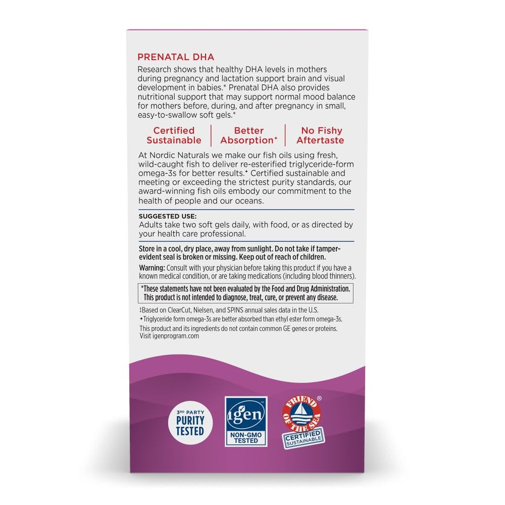 Nordic Naturals Prenatal DHA 118g on a wooden table