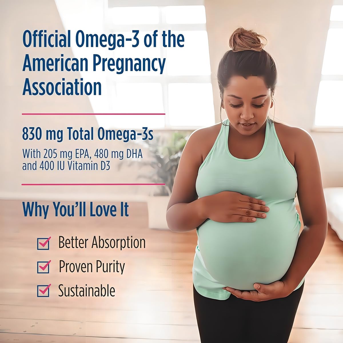 Nordic Naturals Prenatal DHA 50g unflavoured capsules in a spoon