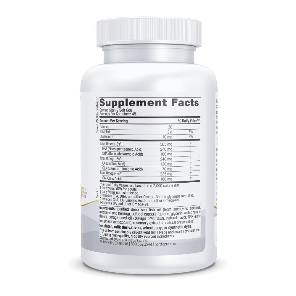 Nordic Naturals ProEFA 3-6-9 Omega-3 Supplement side view