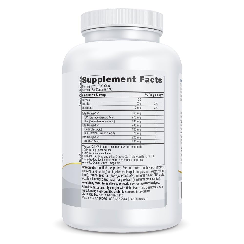 Nordic Naturals ProEFA 3-6-9 Omega-3 Supplement side view