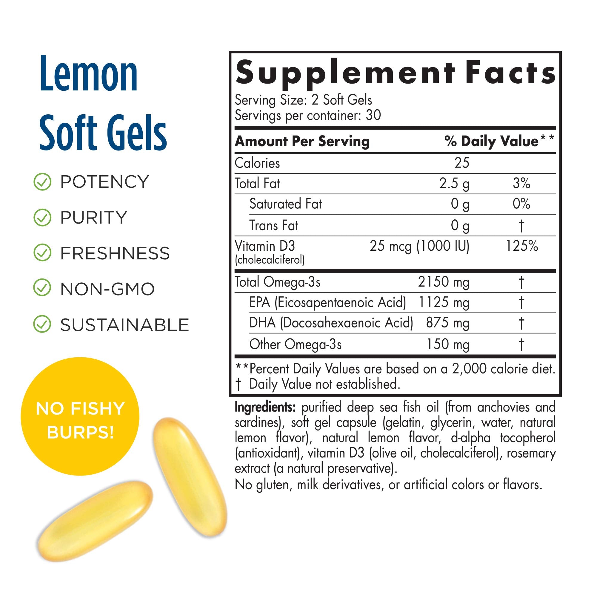 Nordic Naturals ProOmega 2000-D Omega-3 Fish Oil Soft Gels dosage information
