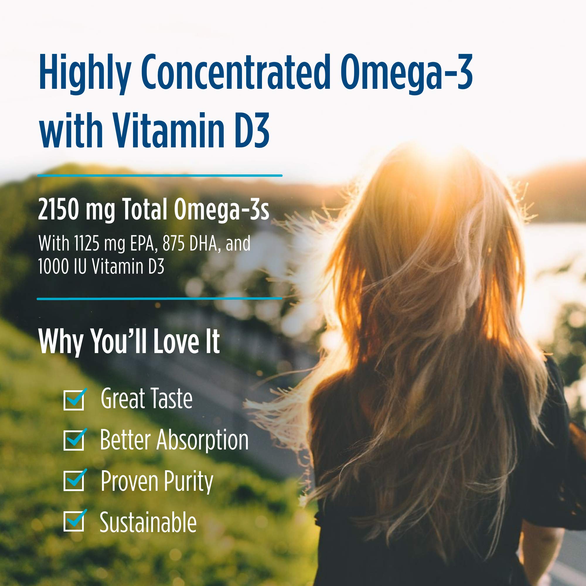 Nordic Naturals ProOmega 2000-D Omega-3 Fish Oil Soft Gels side view