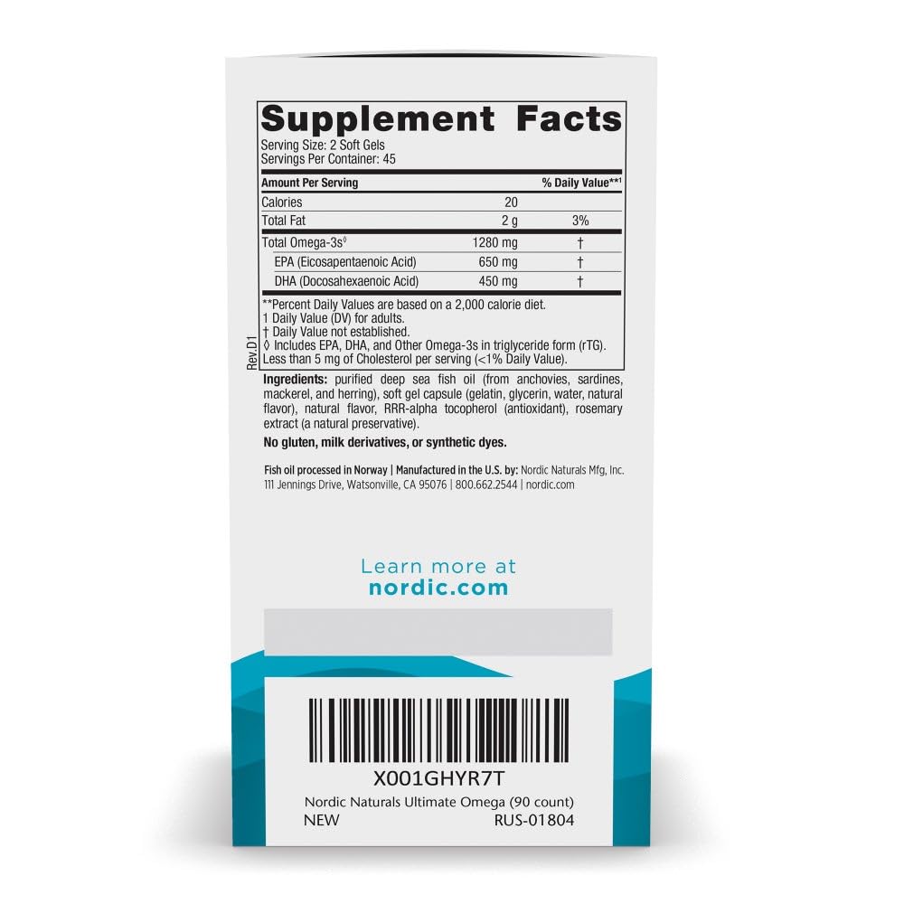 Nordic Naturals Ultimate Omega 164g softgel capsules close-up