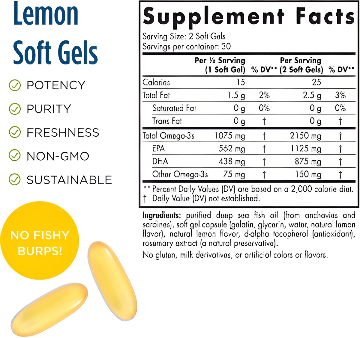 Nordic Naturals Ultimate Omega 2X Fish Oil Soft Gels with ingredients